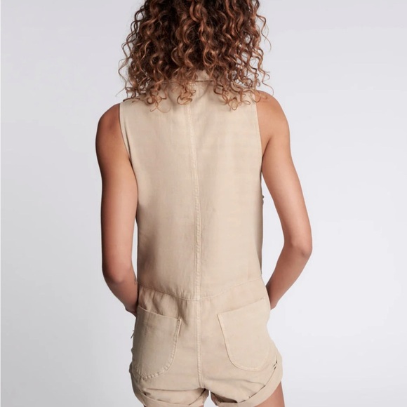 Tan Sleeveless Zip-Up Romper - Picture 6 of 6